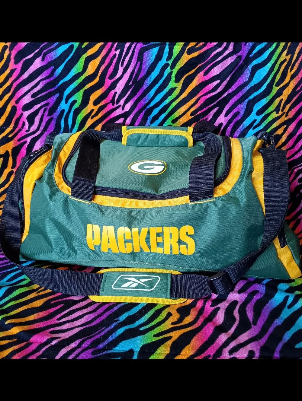 💚💛 Y2K Vintage Reebok Green Bay Packers Duffel Bag NFL Gym Travel 2000s